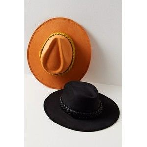 FREE PEOPLE x ASN Melrose Rancher Hat BLACK SUEDE W/ BRAIDED LEATHER BAND, SMALL